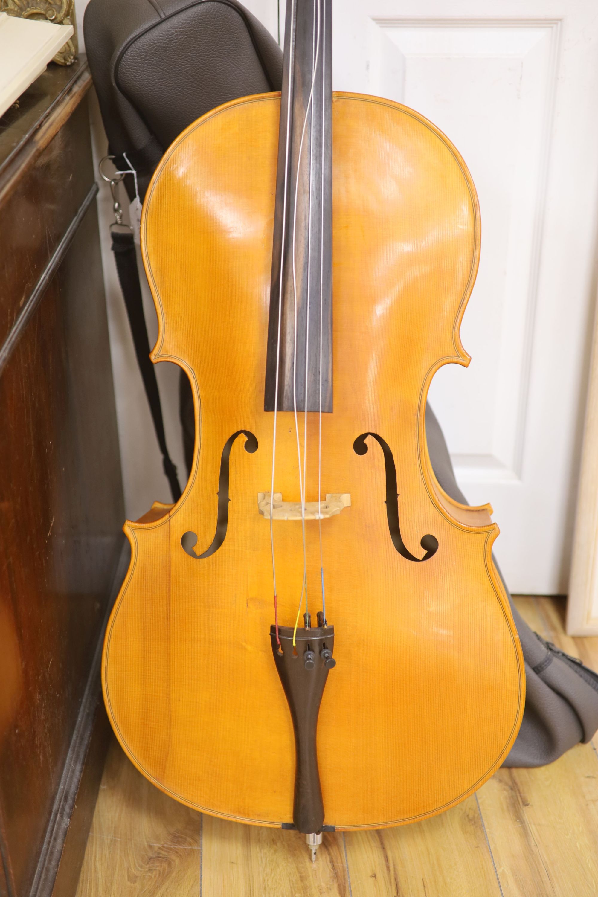 An English cello, Cobbold 96, with cover, back 75.5cm